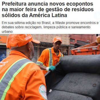 Prefeitura anuncia novos ecopontos na maior feira de gestão de resíduos sólidos da América Latina